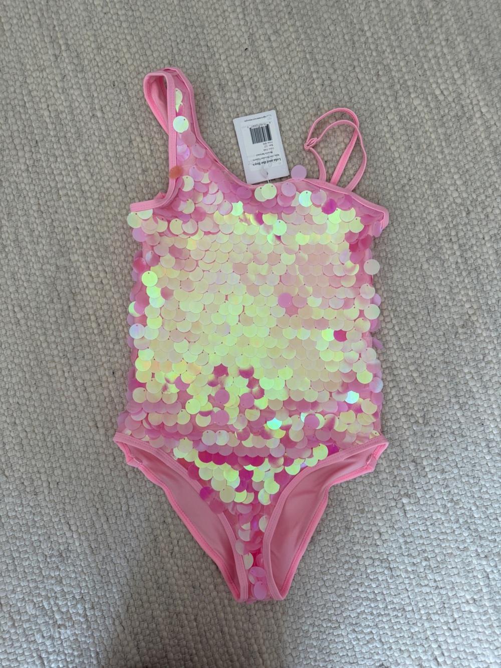 Lola + The Boys Iridescent Pink Sequin One-Piece Swimsuit